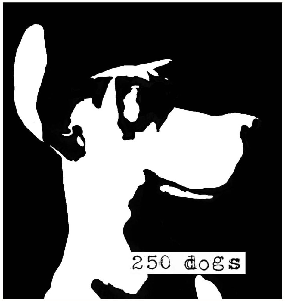 Black-and-white 250DOGS -graphic.