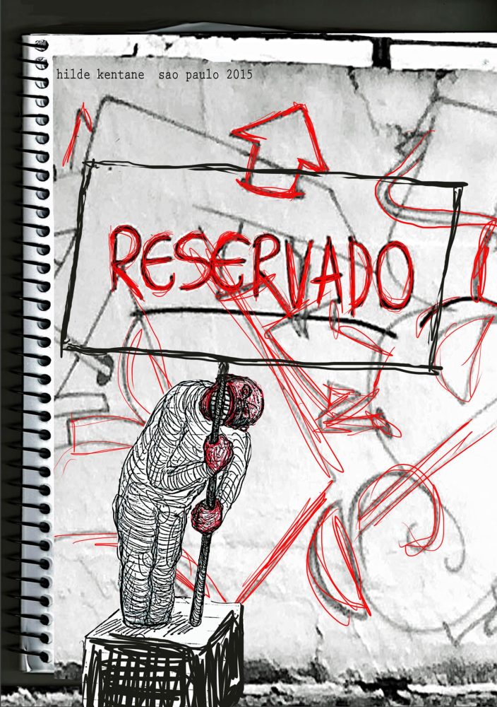Cover of the zine RESERVADO with a drawing based on territorial markings observed in São Paulo.